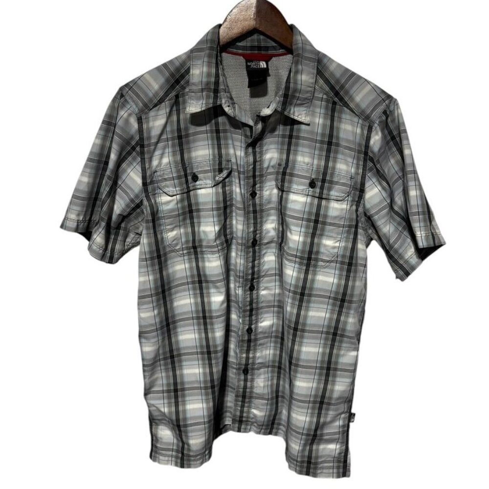 The North Face Button Front Plaid Shirt Gray/White Size Medium - Picture 6 of 7